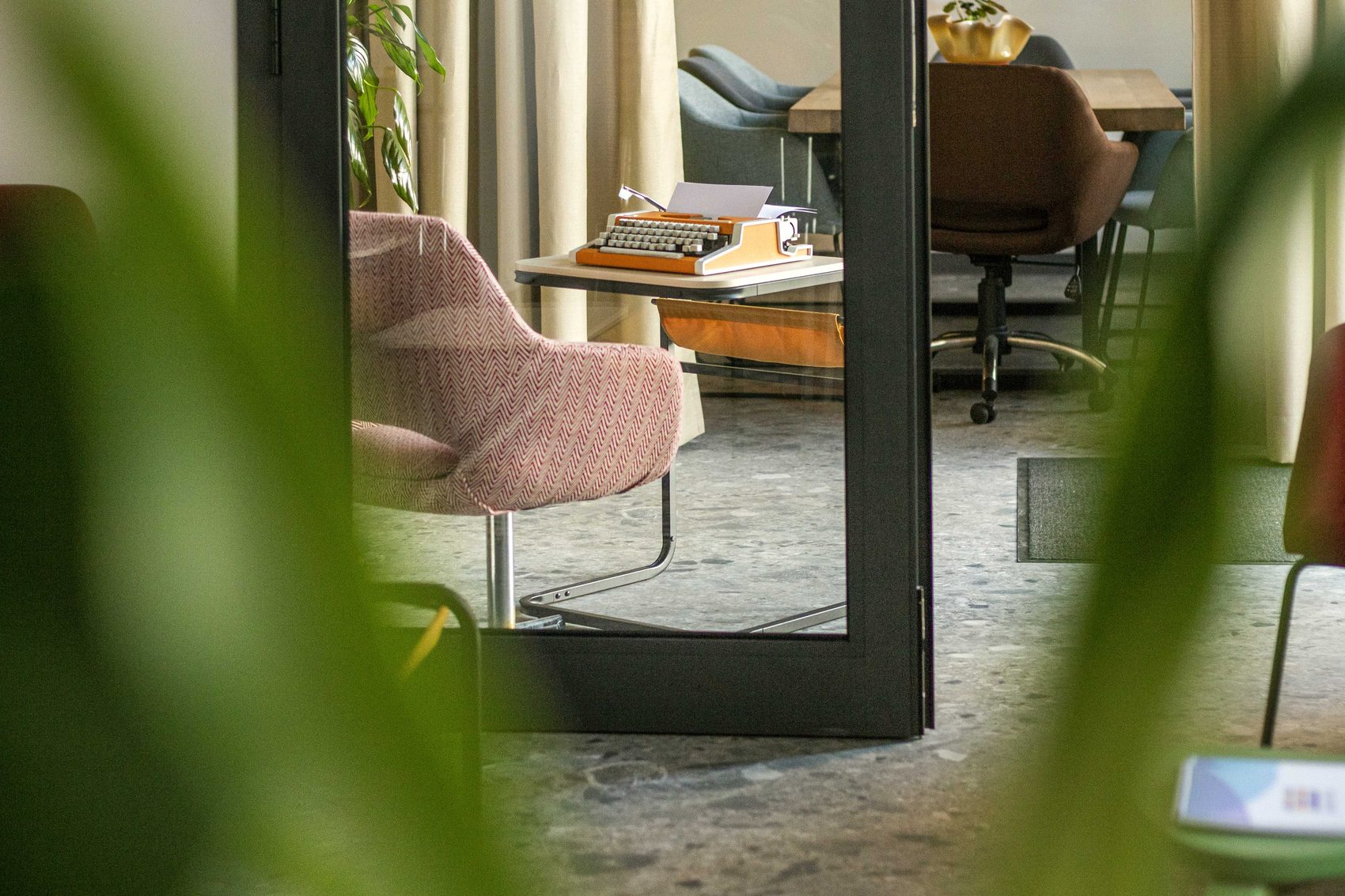 Armchair and mirror in the relaxation corner